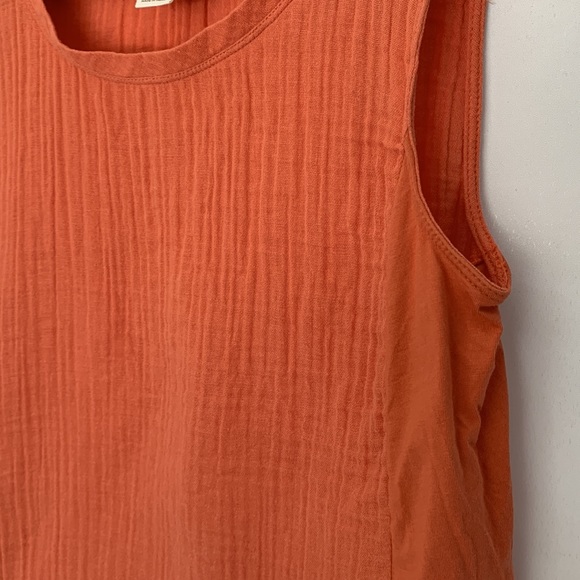 LOFT Lounge Gauzy Orange Tank Top Linen Blend Size Small - Picture 5 of 9